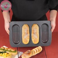 N2hao Hot Dot Bun Pan, Thép Carbon đục lỗ Chống dính Hotdog Bun Khuôn Bánh mì Hình thức Bánh mì Mini giòn Baguette Sandwich Khay nướng cho Hot n