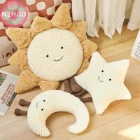 N2hao Mặt Trăng Cười Ngôi Sao Mặt Trời Có Chân Sang Trọng Gối Nhồi Bông Mềm Mại Hoạt Hình Thời Tiết Sofa Trang Trí Đồ Chơi Đệm Cho Trẻ Em Phòng Ngủ Văn Phòng n