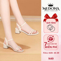 [N49] Giày cao gót quai mảnh 2 dây đế trụ 5 phân sang chảnh sandal cao gót xinh hot trend - MEDONA