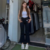 [N502-NaNa Denim Fashion] Quần Jean ống loe chất QCCC siêu co giãn màu Đen dài 2 phân loại 90cm, 100cm