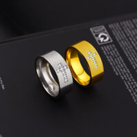 N680 NHẪN NAM TITAN BẢNG 8LY ĐÍNH ĐÁ HÌNH THÁNH GIÁ