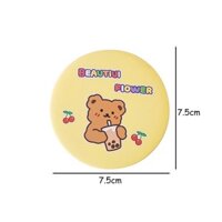 【NA Beauty】 Gương Tròn Mini Trang Điểm Hàn Quốc Bỏ Túi, Gương Soi Bé Nhỏ Cầm Tay Di Động, Họa Tiết