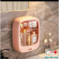 【NA Beauty】 Kệ Đựng Mỹ Phẩm Treo Tường, Tủ Đựng Mỹ Phẩm Để Đồ Phòng Tắm 2 Ngăn Có Nắp Đậy Đa Năng