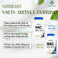 NAC Nutricost N-Acetyl Cysteine 600mg - Viên uống giải độc gan, chống oxy hóa, tăng cường miễn dịch