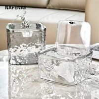 Nafenai Thùng rác có thể để bàn ép nắp pop họa tiết sông băng thùng rác để bàn