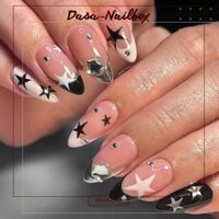 Nail box cho tay form dài DASA thiết kế  phen mix hồng đen cá tính chơi halloween có tặng keo dán móng