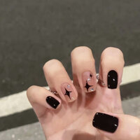 Nail box móng tay giả thiết kế màu đen trang trí nhẹ - theo số đo