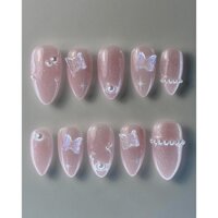 NAIL BOX sơn mắt mèo đính trang trí, kèm phụ kiện và chi tiết hướng dẫn phía sau