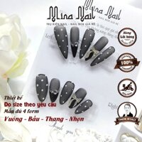 Nail Box Thạch Đen Chấm Bi Mix Charm Đá Móng Úp Thiết Kế Đo Size Theo Yêu Cầu NB037 230