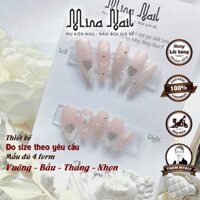 Nail Box Thạch Fench Trắng Mắt Mèo Kim Cương Đá Trái Tim Móng Úp Thiết Kế Đo Size Theo Yêu Cầu NB025 230