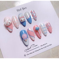 nail box thiết kế gắn charm mèo,thỏ kẹo cực đẹp