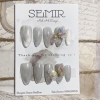 Nail Box thiết kế theo yêu cầu - sơn mắt mèo kim cương đính charm bướmm rung