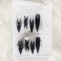 Nail Box thiết kế theo yêu cầu - tone đen vẽ lửa charm thỏ cá tính