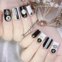 Nail box thương hiệu VL đen trắng- Móng up thiết kế thương hiệu VL