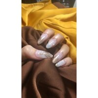 Nail box tráng gương ombre nền trắng gạo(kèm keo dũa) móng giả kích thước theo yêu cầu