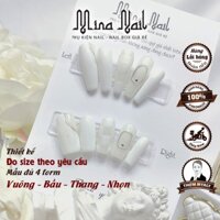Nail Box Trắng Kẻ Tráng Gương Gel Nổi Móng Úp Thiết Kế Đo Size Theo Yêu Cầu NB020 160