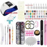 Nail World Combo làm nail Bộ làm nail tại nhà Đèn móng tay 54W/120W/280W Bộ dụng cụ làm móng Bộ làm móng sơn gel 54 chai