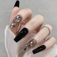 Nailbox [406] -Móng giả thiết kế thủ công Mẫu sang, phối ẩn xà cừ giấy vàng đẹp mắt✨✨🖤