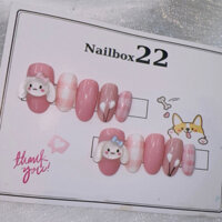 Nailbox [432] - Móng giả thiết kế thủ công màu hồng mẫu charm thỏ nổi sociu🥰🫧