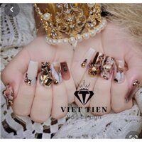 NAILBOX Bộ 24 móng tay úp thiết kế sẵn phối màu tôn da+ mix phụ kiện sang chảnh