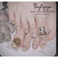 NAILBOX Bộ 24 móng úp chân thiét kế sẵn phối đá khối cực sang trọng + keo, dũa