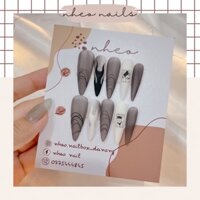 NAILBOX - đen trắng vẽ lửa | Móng úp sơn gel thiết kế theo yêu
