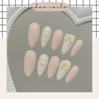 NAILBOX - hồng pastel đính charm nơ | nheonails móng úp sơn gel thiết kế theo yêu cầu