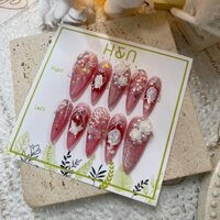 Nailbox ( Móng giả ) Móng Úp Thiết Kế Hoa Hồng Thạch ( Nhắn tin cho shop đo sz)