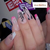 Nailbox - Móng Tay Giả Dài, Mẫu Màu Thạch Hồng vẽ Họa tiết, Móng Cao Cấp Siêu Bền và Bóng, Hàng Y Hình