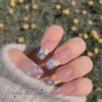 Nailbox - Móng Tay Giả Dài, Mẫu Màu nude Vẽ Hoa Bi nhiều màu, Móng Cao Cấp Siêu Bền và Bóng, Hàng Y Hình