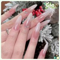 Nailbox móng tay giả ombre hồng tráng gương đính đá xéo