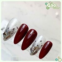 Nailbox móng up sơn đỏ phối nhũ kim tuyến đính đá rơi ship hỏa tốc