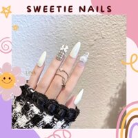 NAILBOX - Móng úp thiết kế - Hàn Nhật Trung - Trắng gắn nơ nhẹ nhàng cho cô dâu, trái tim tuỳ chọn