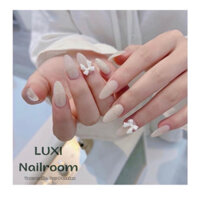 Nailbox - Móng Úp Thiết Kế Thủ Công Mẫu Thạch Trắng Sữa Chua Kết Hợp Mắt Mèo Đính Charm Nơ Dễ Thương
