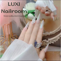 Nailbox - Móng Úp Thiết Kế Thủ Công Mẫu Thạch Hồng Tráng Gương Ánh Xà Cừ Charm Nơ Đính Châu.