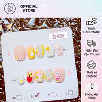 Nailbox Móng Úp Thiết Kế Vẽ Hoạt Hình Siêu Dễ Thương Form Vuông Ngắn Móng Giả Cao Cấp 141