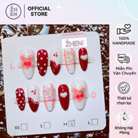 Nailbox Móng Úp Thiết Kế Vẽ Design Cherry Dễ Thương Form Thang Ngắn Móng Giả Cao Cấp 168