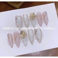 Nailbox nuna móng úp thiết kế móng tay cô dâu Vân Ngọc trai Hồng trắng đính charm đá 3t2h giao hỏa tốc hcm now ship