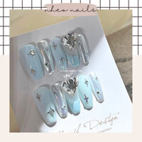 NAILBOX - sơn gel xanh tráng gương Y2K | nheonails móng úp sơn gel thiết kế theo yêu cầu