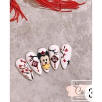 Nailbox TẾT Chữ Tài Lộc Mèo kitty ôm thỏi vàng, Móng úp thiết kế đo theo size tay khách