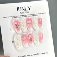 Nailbox thiết Kế Cá Móng Tay Giả Hoa Tulip siêu xinh Y2K 246 ảnh thật