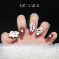 Nailbox thiết kế dễ thương đính charm gấu - TẶNG 6 dụng cụ làm nail - NB0098