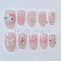 Nailbox thiết kế hello kitty H96 , nail y2k , ảnh thật shop chụp , nail kỉ yếu