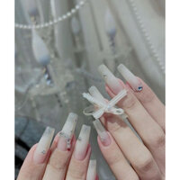 Nailbox Thiết Kế Omber Đính Đá Charm Nơ