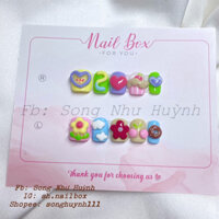 Nailbox thiết kế sơn màu pastel vẽ hoa gel nổi siêu dễ thương - Móng tay giả - Móng up tặng kèm keo, dũa
