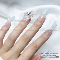 Nailbox thiết kế sơn thạch hoa gel nổi màu xanh baby -  Nailbox handmade - Nailbox thiết kế theo yêu cầu