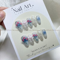 Nailbox thiết kế sơn thạch nước gạo ombre vẽ gel nổi - Nail box thiết kế theo yêu cầu - Móng tay giả