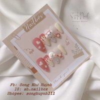 Nailbox thiết kế theo yêu cầu - Charm thỏ siêu dễ thương - Móng tay giả theo yêu cầu