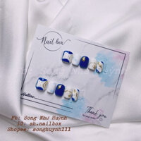 Nailbox thiết kế theo yêu cầu vẽ viền nổi tráng gương - Móng tay giả theo yêu cầu - Móng up