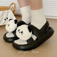 NAIPINGZHIZAO Giày Sandal Nữ Dây Đeo Đôi Gấu Trúc Hoạt Hình 3cm